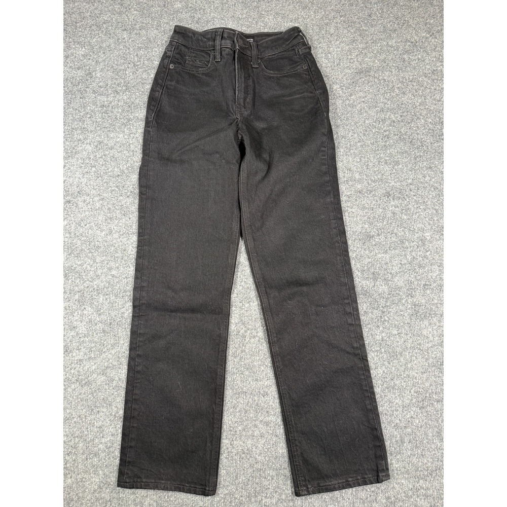 Old Navy Extra High-Rise Straight Jeans Women 0 Black Denim Secret-Smooth Pocket